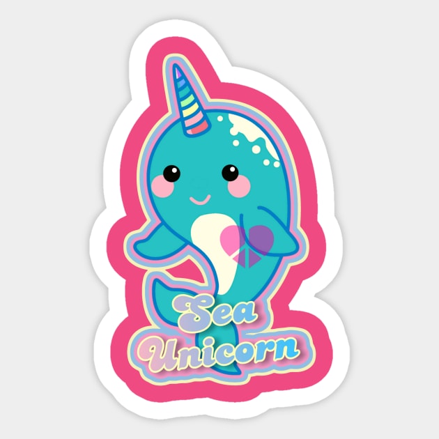 Sea Unicorn Narwhal Kawaii Design Sticker by AlondraHanley